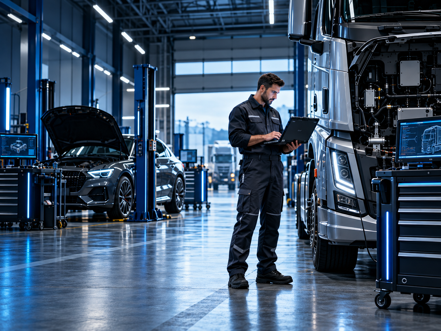 Modern automotive workshop supported by VM DIAG technology and technical services