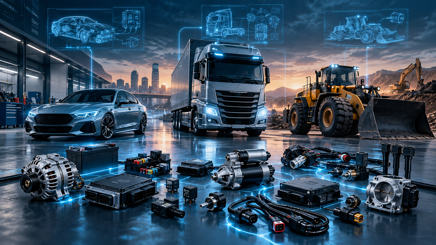 Automotive electrical components for passenger commercial and heavy duty vehicles